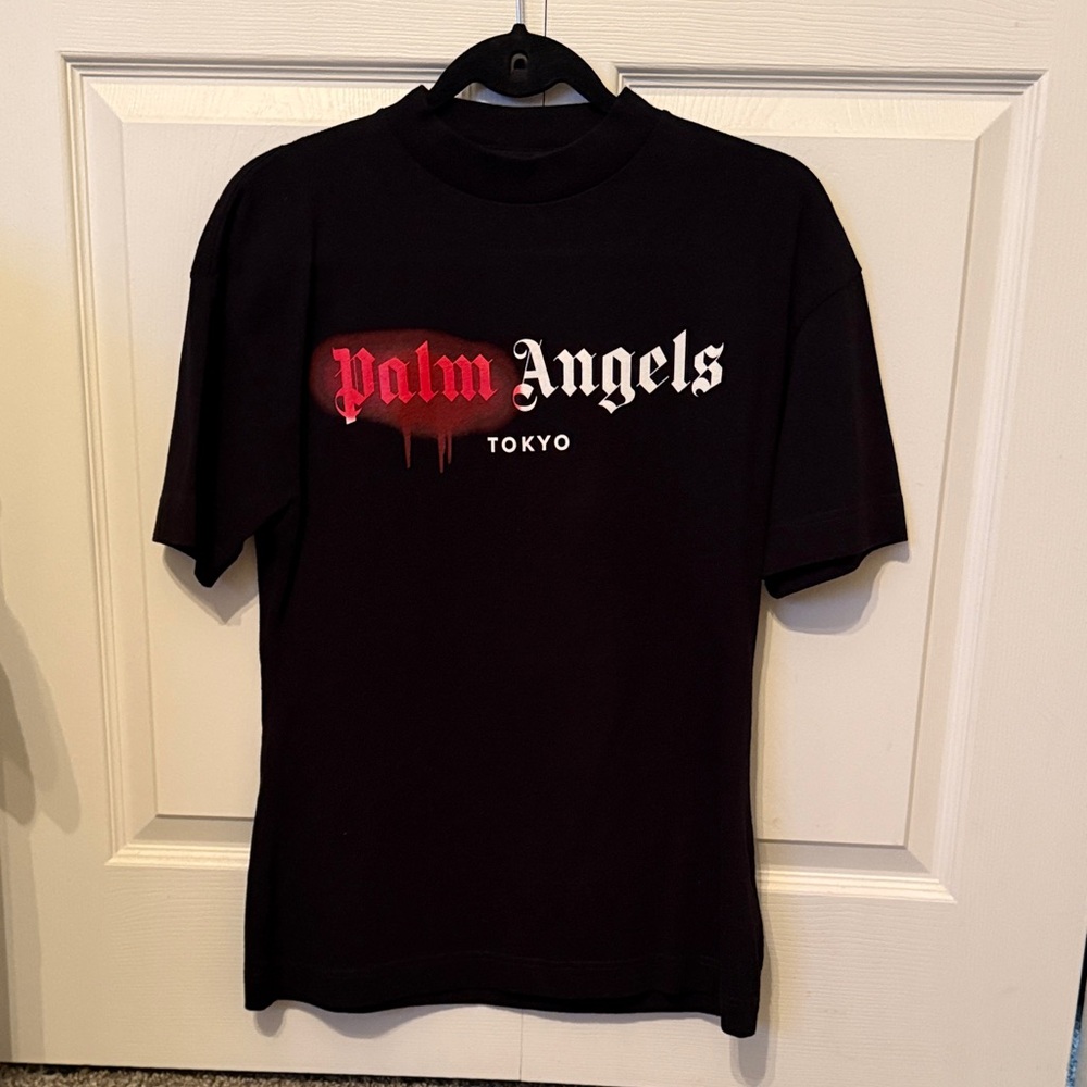 Palm Angels Black Tee with Red & White Tokyo Logo Size XS Women’s